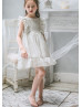 Ivory Chiffon Pleated Boho Flower Girl Dress